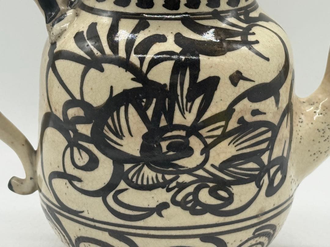 高橋道八作　黒釉水注　茶器　茶道具　木箱入　送料込み251125