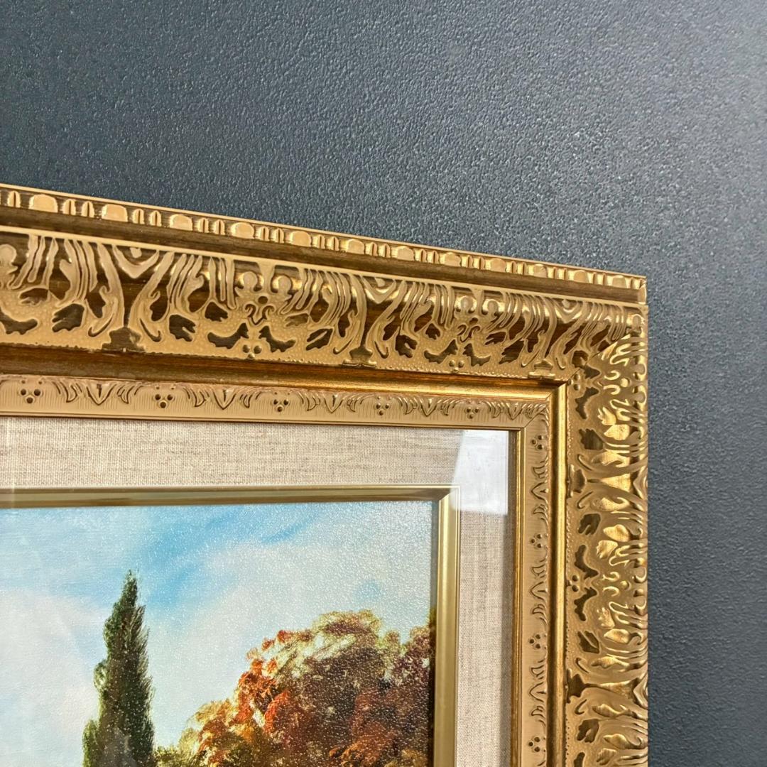 美品 アンドレ・ベッツ「コモ湖畔」複製画 豪華額装 名画 イタリア 風景画