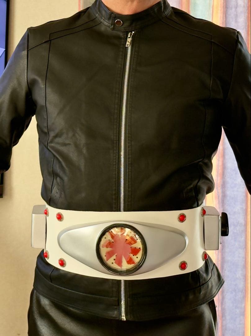 仮面ライダー旧1号　本革ベルト、ジャケット、真紅のマフラーセット