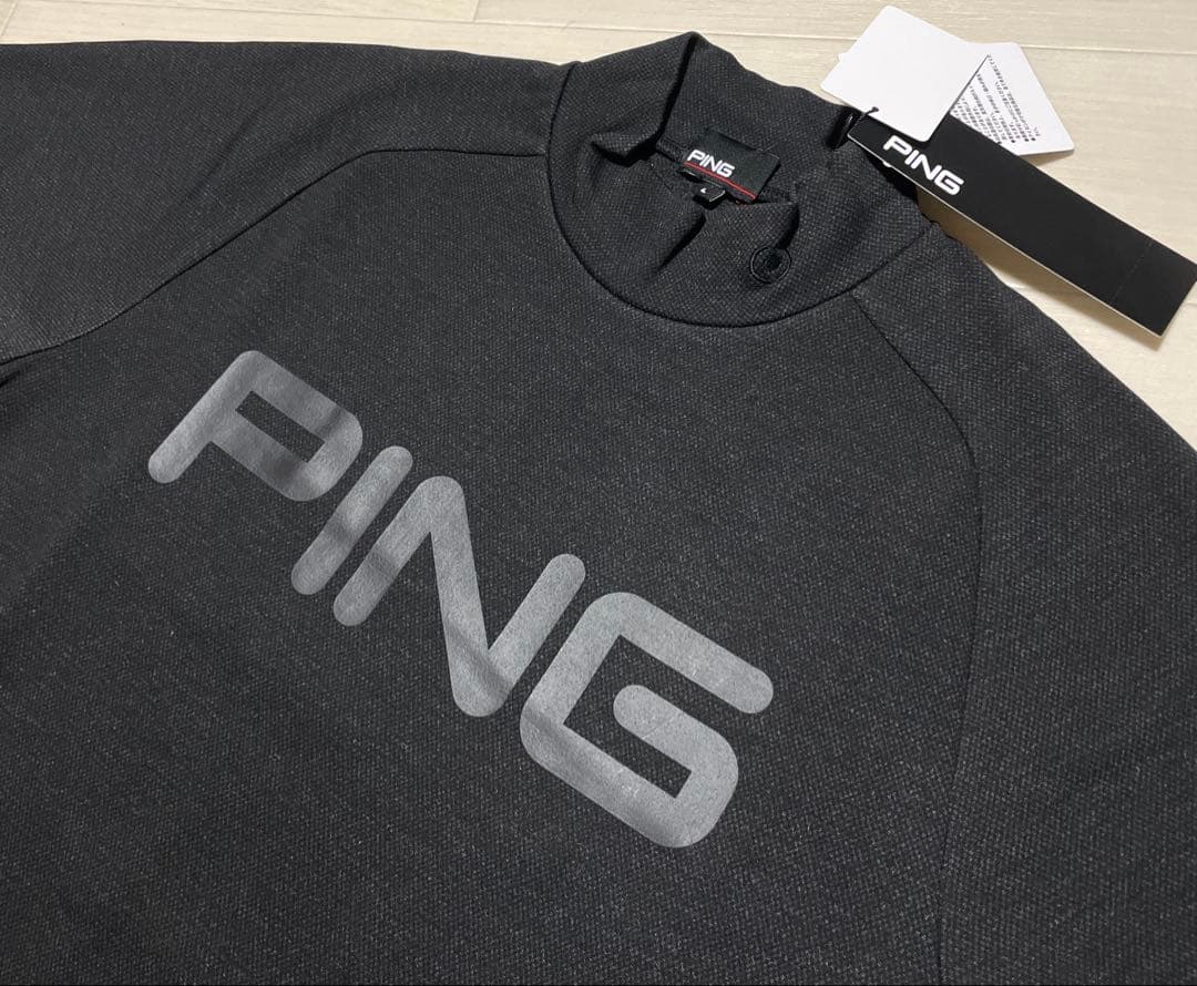kawa PING ピン BIGロゴ 裏起毛 モックネック カットソー
