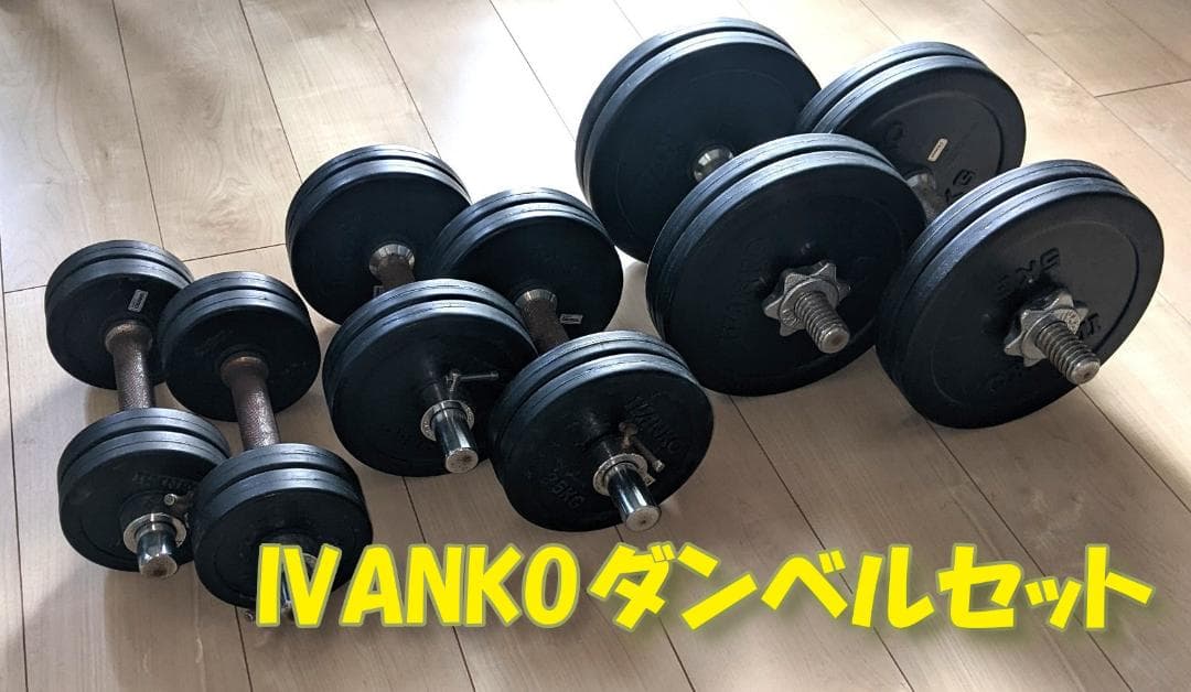 【引き取り限定】IVANKOダンベルセット【5/2.5/1.25kg/バー3組】