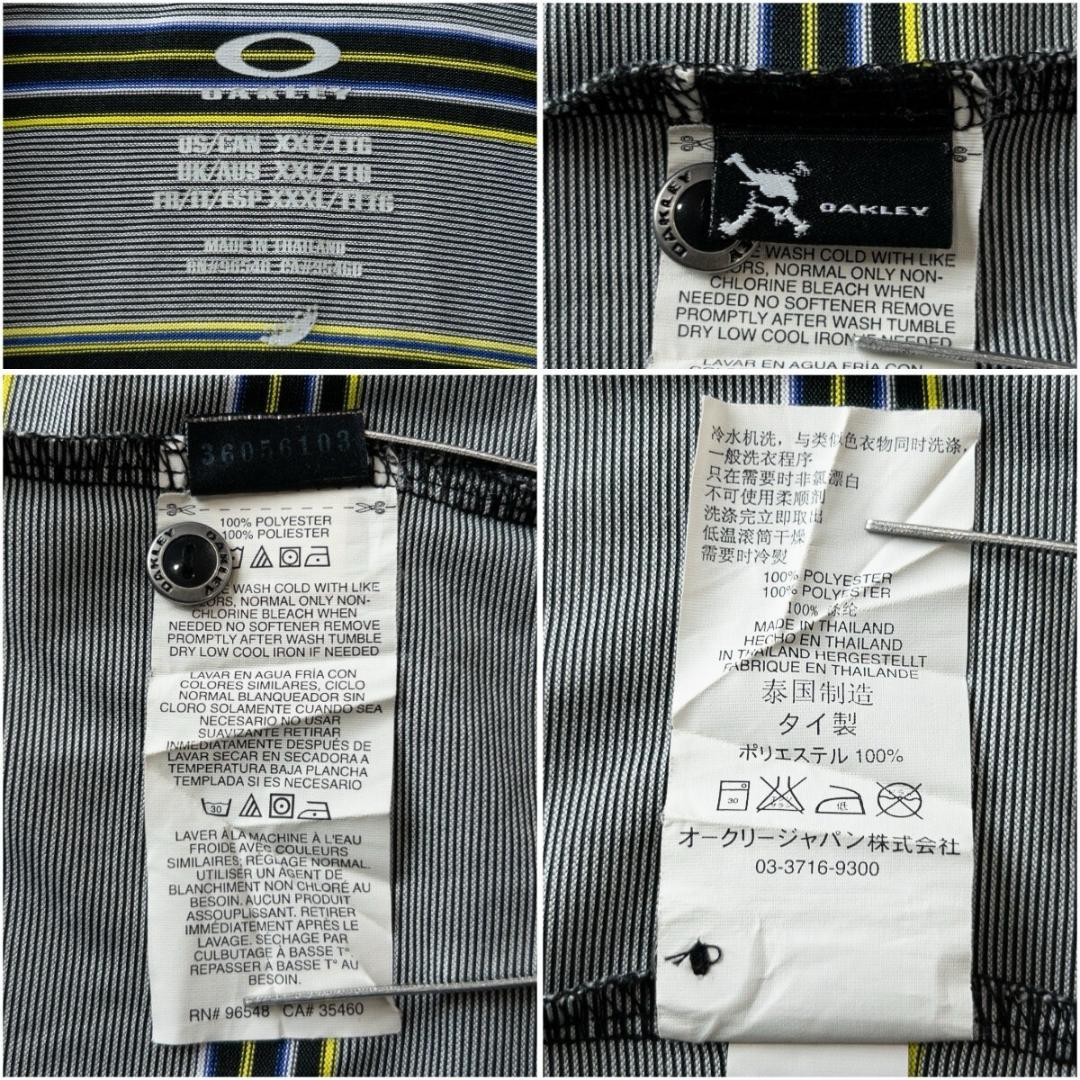 オークリー 半袖 ポロシャツ 2XL ボーダー ラグラン 吸汗速乾 ゴルフウェア