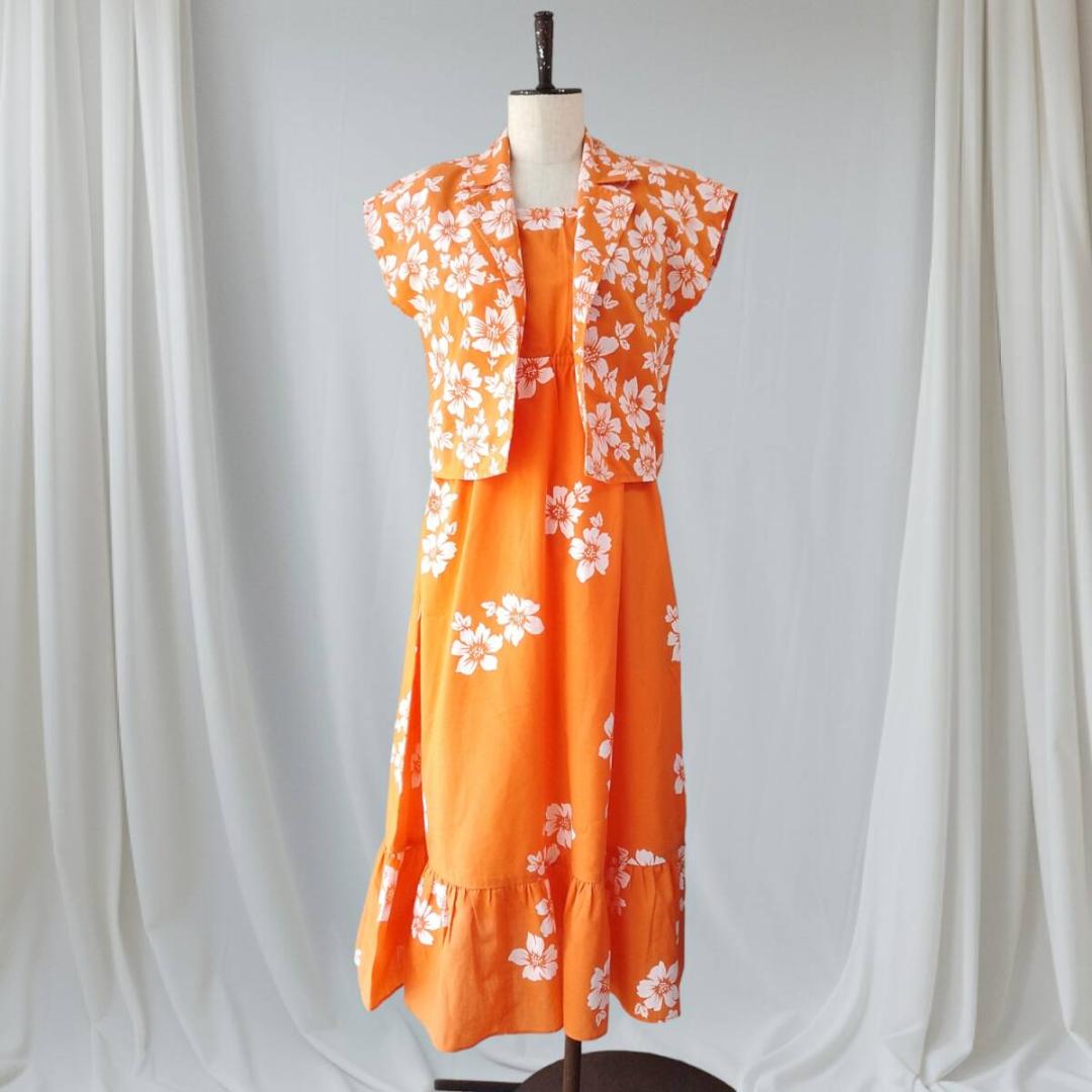 レトロヴィンテージ　JaJa Fashions　ハワイアン　ジャケットワンピース