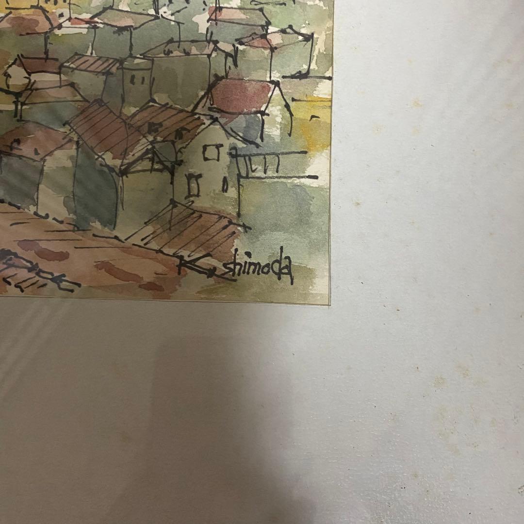絵画　下田君三　リスボン港の見える丘