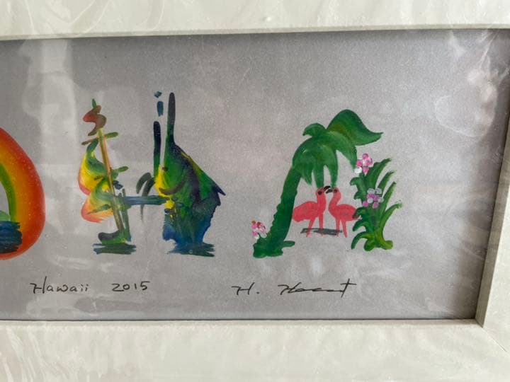 ハワイアン　花文字　絵画　ウエルカムボード