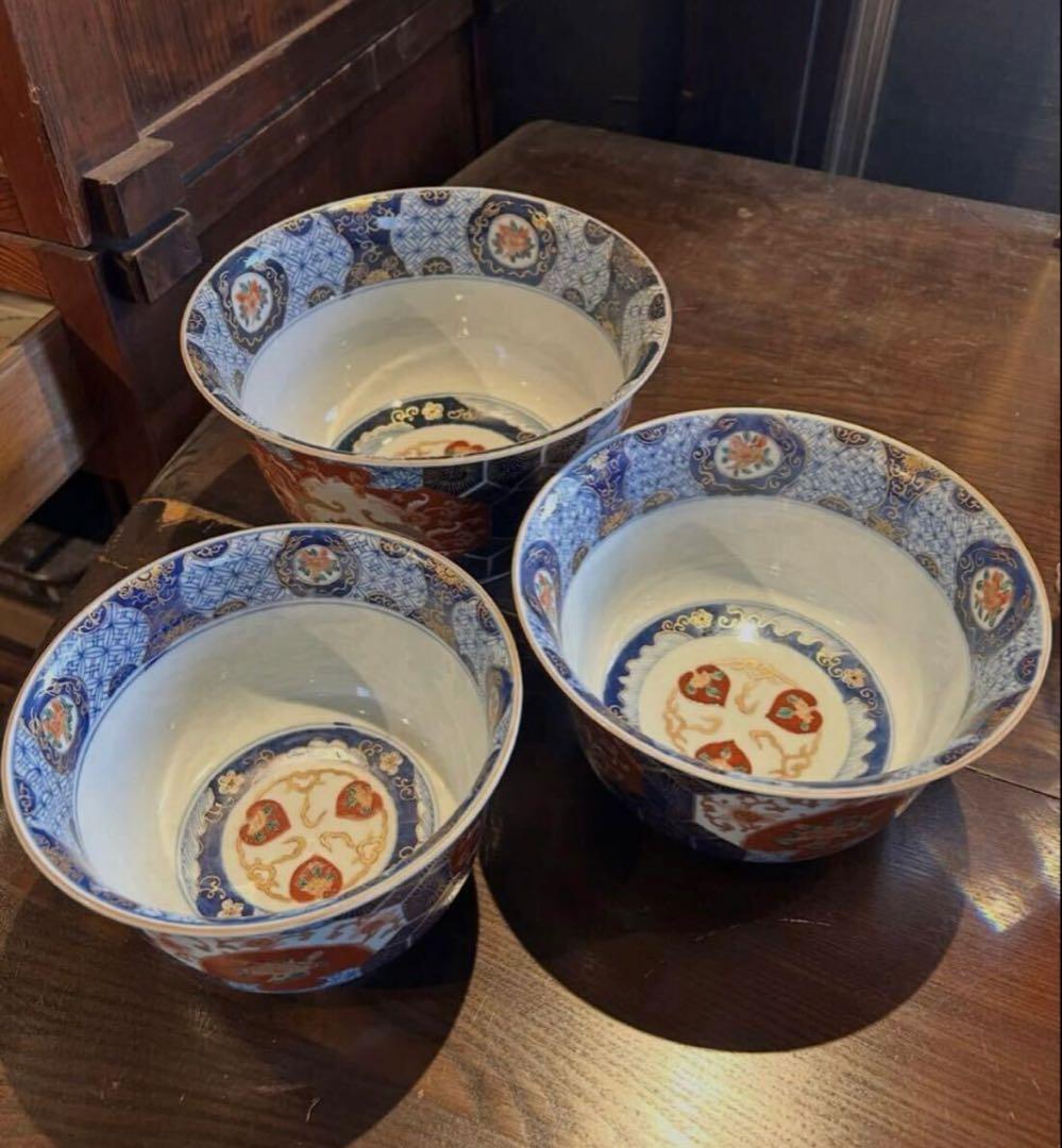 古伊万里 器 染付 3客 煮物碗 骨董 鉢 3皿セット