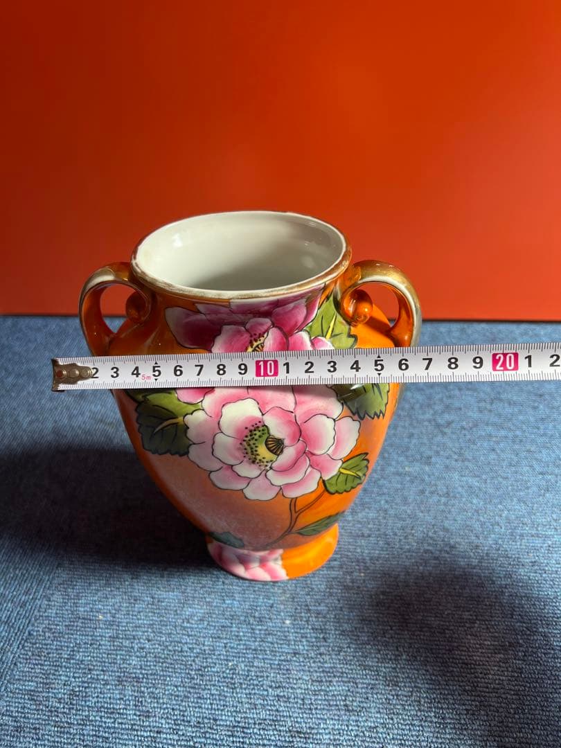 1074 オールドノリタケ　双耳花紋花瓶