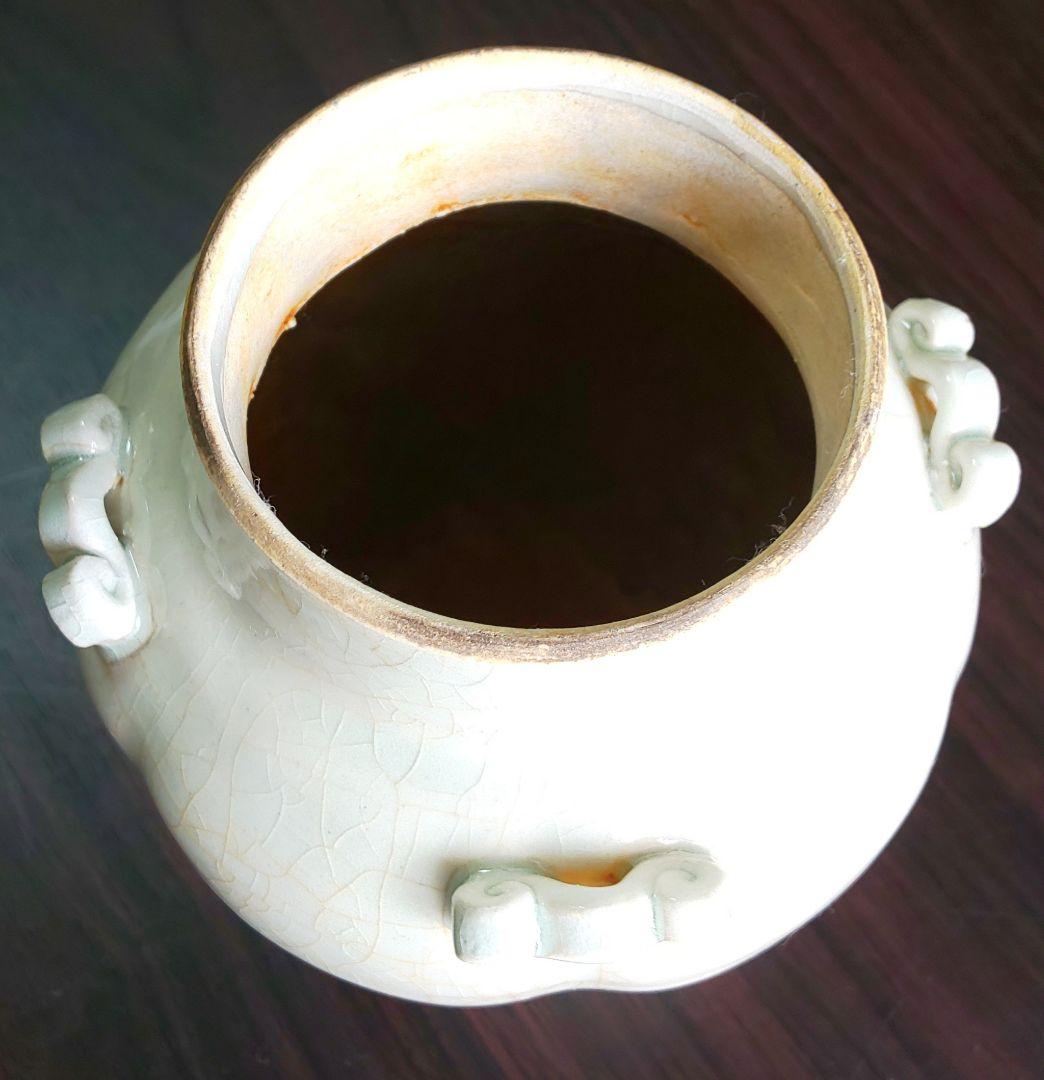 中国美術 宋 白磁 蓋付壺四耳壺 北宋時代(１２世紀後期)