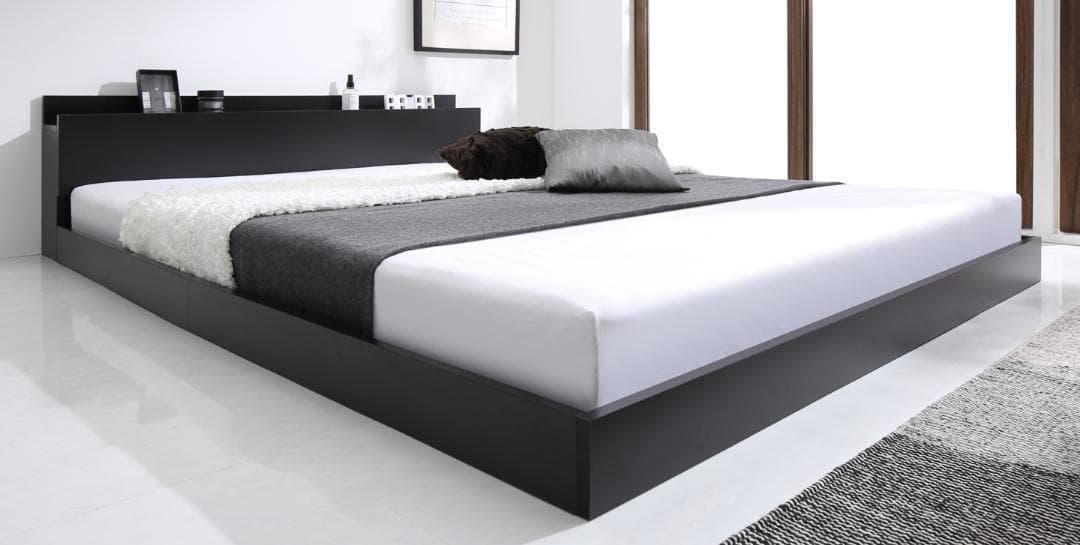 セール！新品 送料込 セミダブルベッド マットレス付 棚 コンセント付 BL