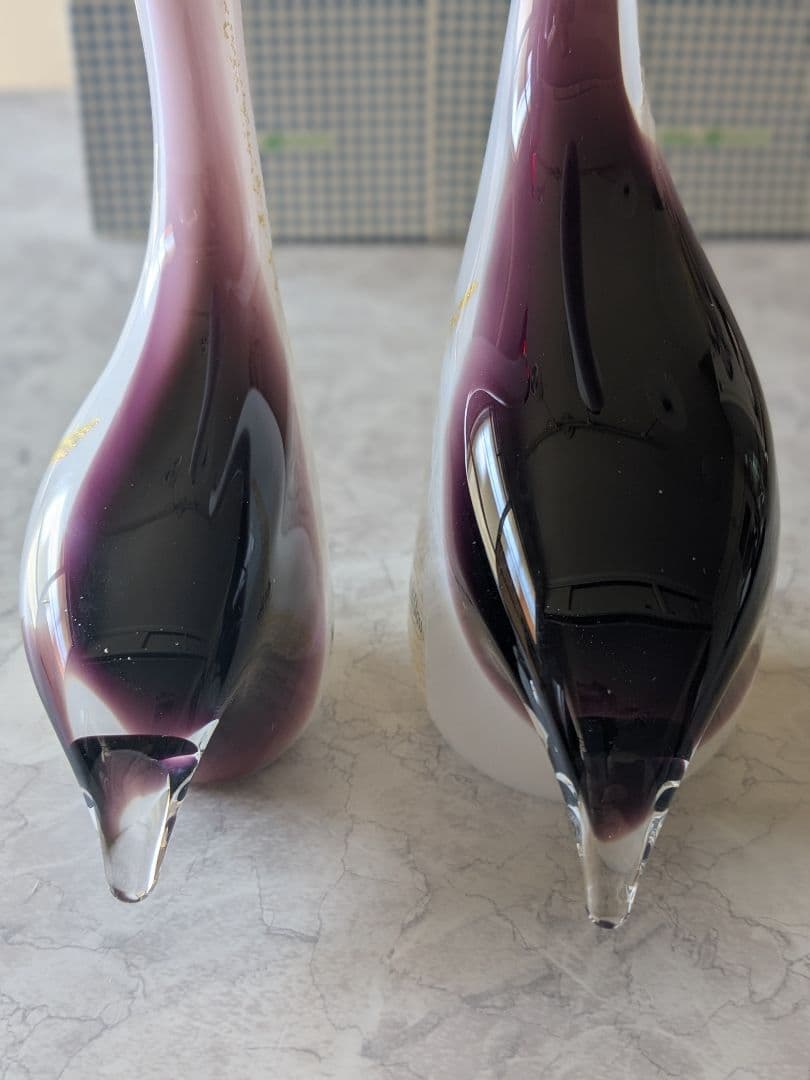MultiGlass ツルのペアのガラス工芸置物 JG-927P マルティグラス