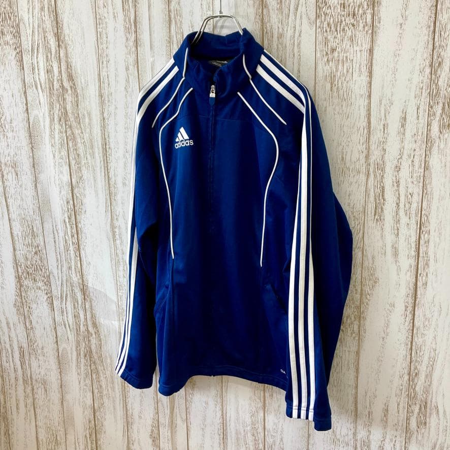 adidas　ジップアップジャージ　トラックジャケット　パフォーマンスロゴ　紺