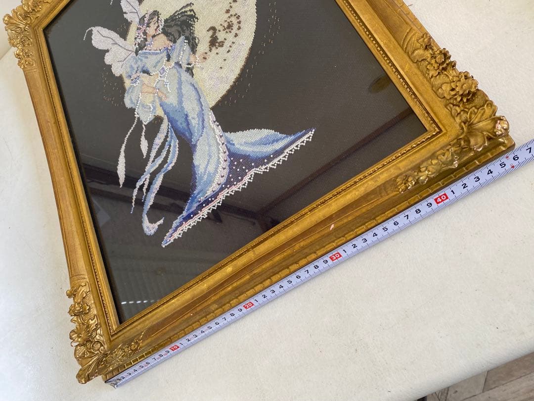 妖精と月の刺繍　額入り　Moon Fairy Spirit クロスステッチ