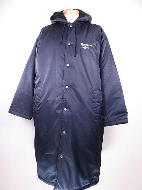 【値下げ】リーボック　Reebok ロングベンチコート　内側ボア　紺　Ｍ