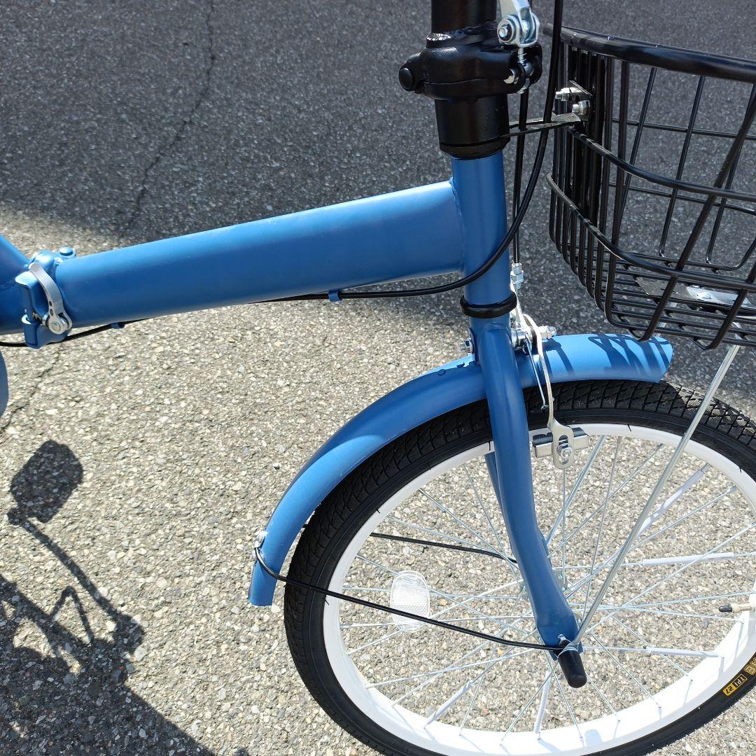 折りたたみ自転車 青 前バスケット付き（購入したばかり）