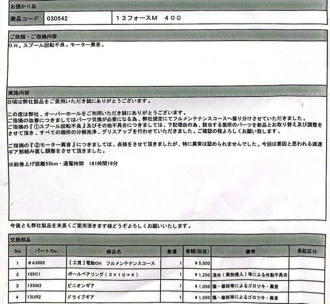 シマノ 13 フォースマスター 400 【メーカーOH後未使用】