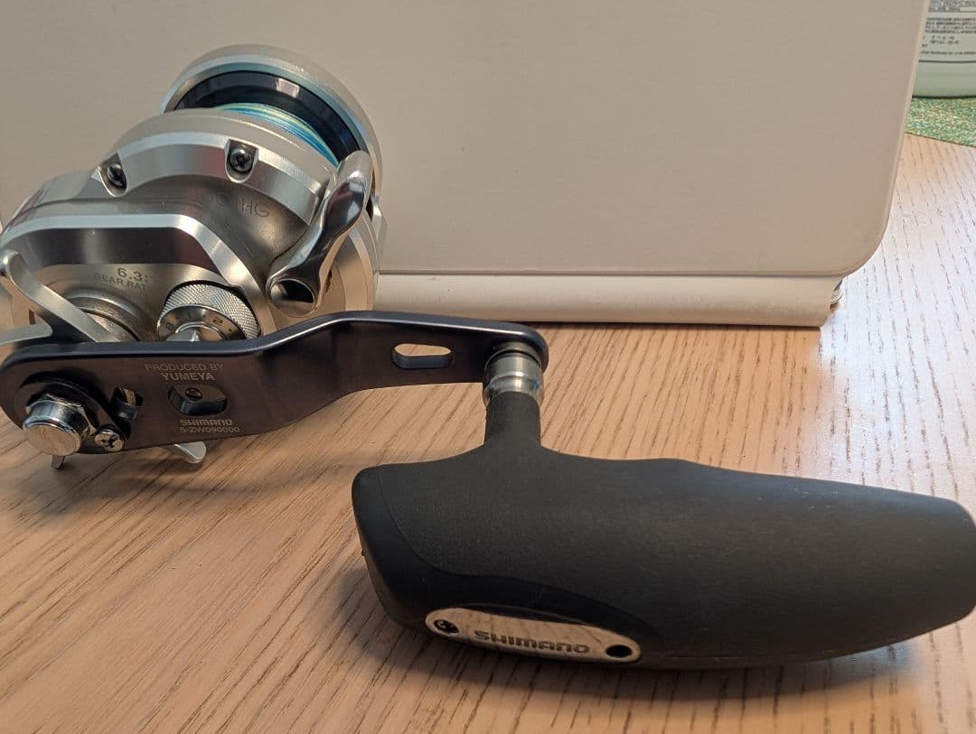 SHIMANO オシアジガー1501HG 左巻き 夢屋T型パワーハンドル付き