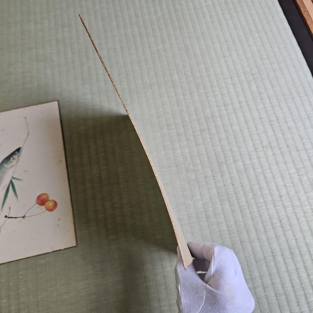 昭和レトロ/1950年代物】色紙 直筆 鶯谷 梅 鮎 桜桃 翠祥? 二枚