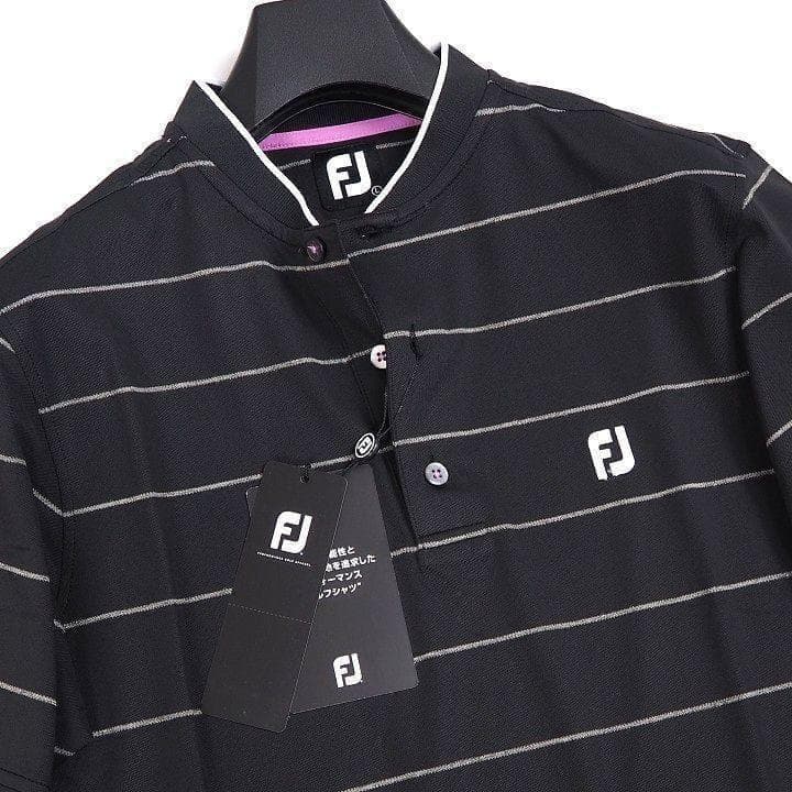 新品 フットジョイ ゴルフ ブレードカラー シャツ 吸汗速乾 ブラック L