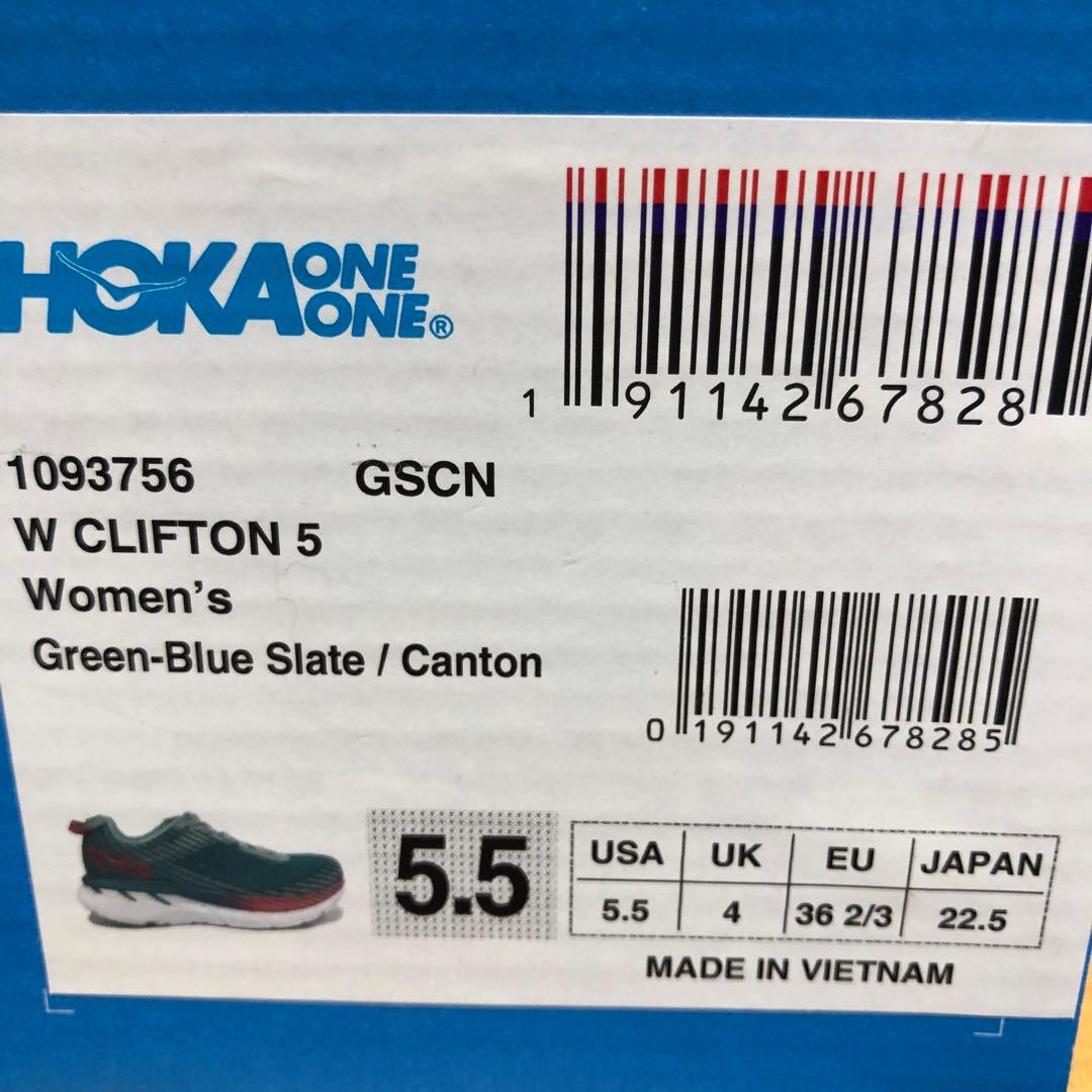 HOKA CLIFTON5 22.5㎝レディースランニングシューズアクアブルー