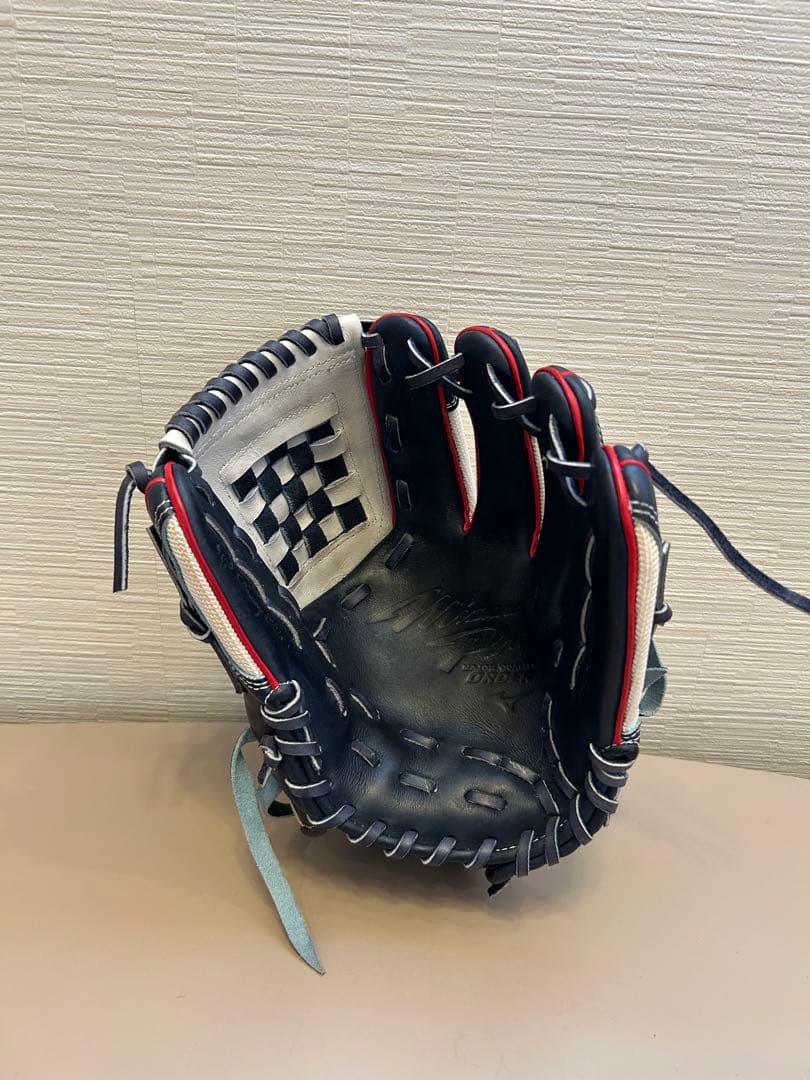 Mizuno Pro 軟式グローブ　ネイビー/ホワイト/レッド　オーダー
