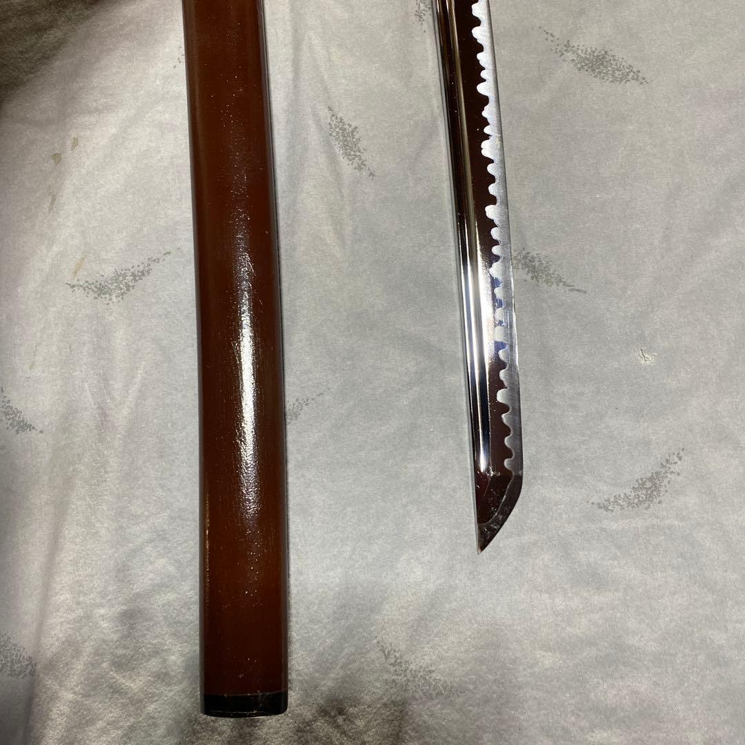 居合大刀 茶柄 十字透し丸鍔 茶梨地鞘