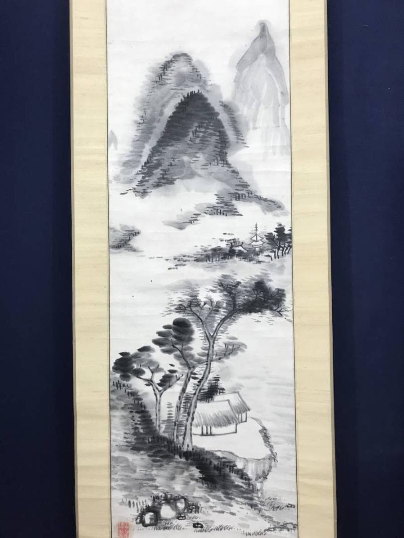 作者不詳/山水画賛/山水図/掛軸/名家伝来/AB-993