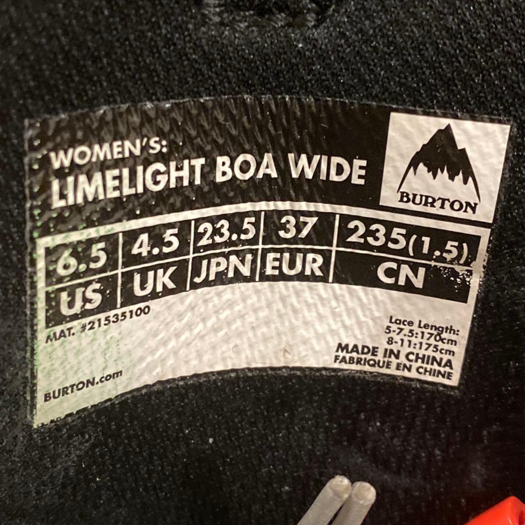 【即日発送】BURTONスノボLIMELIGHT BOA WIDE 23.5cm