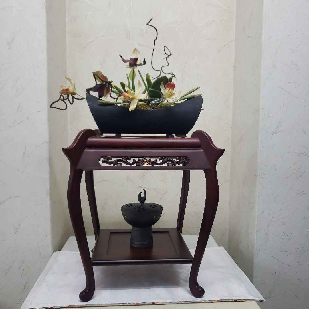 蔵出し特価　本紫檀猫足2段花台高さ３５cm幅３１cm