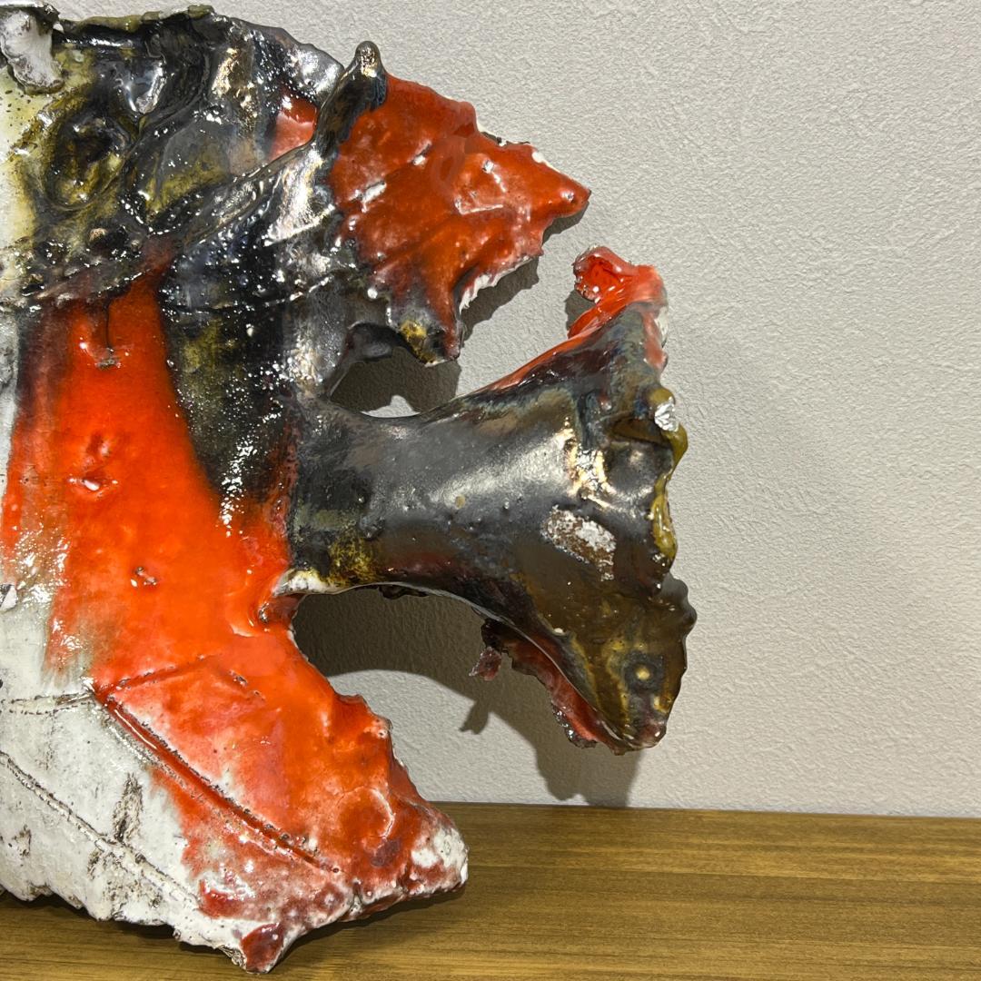超美品 希少 森正 陶芸 万古焼 魚の壁掛け 現代アート 馬酔木窯