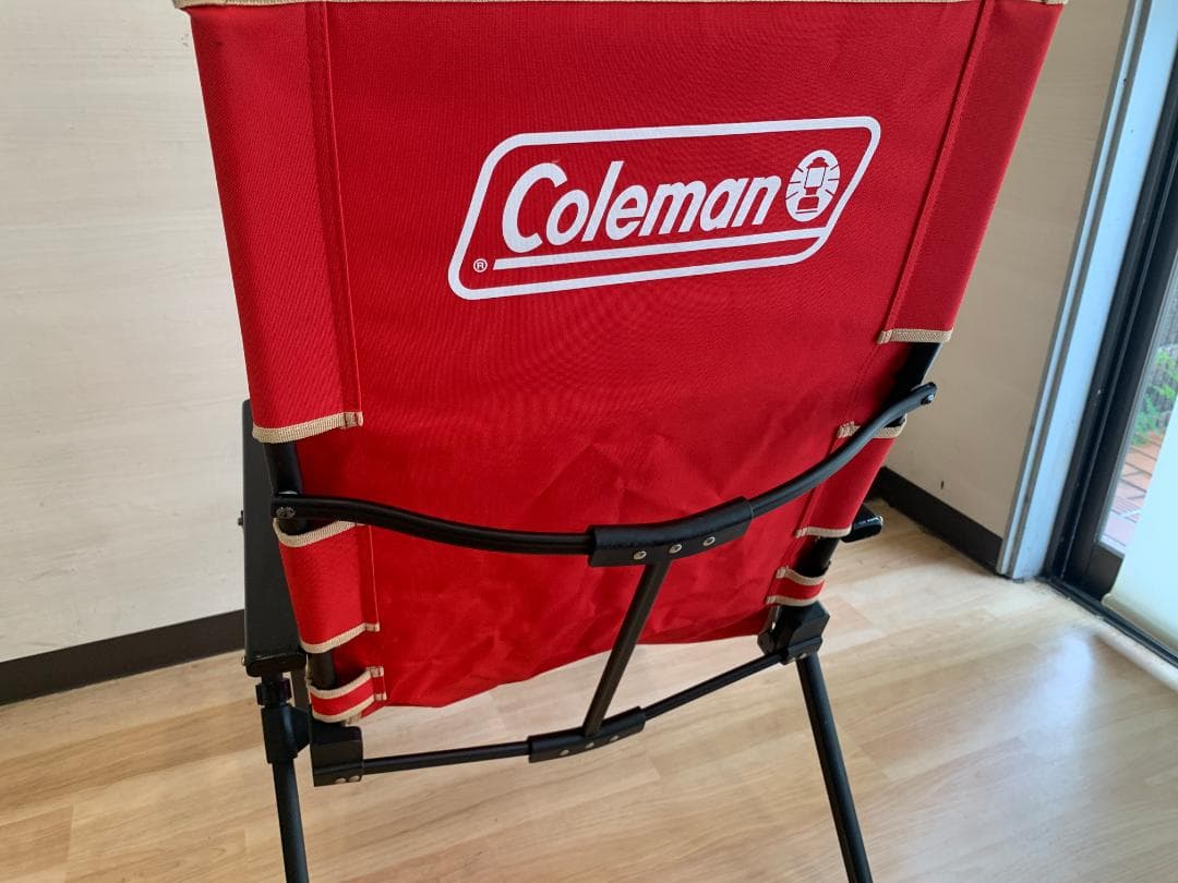 コールマン レイチェア レッド　黒フレーム 座面シート張替済み