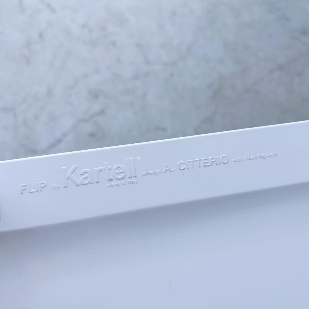 取付無料！カルテル フリップ 折りたたみ式キッチンワゴンテーブル ホワイト収納棚