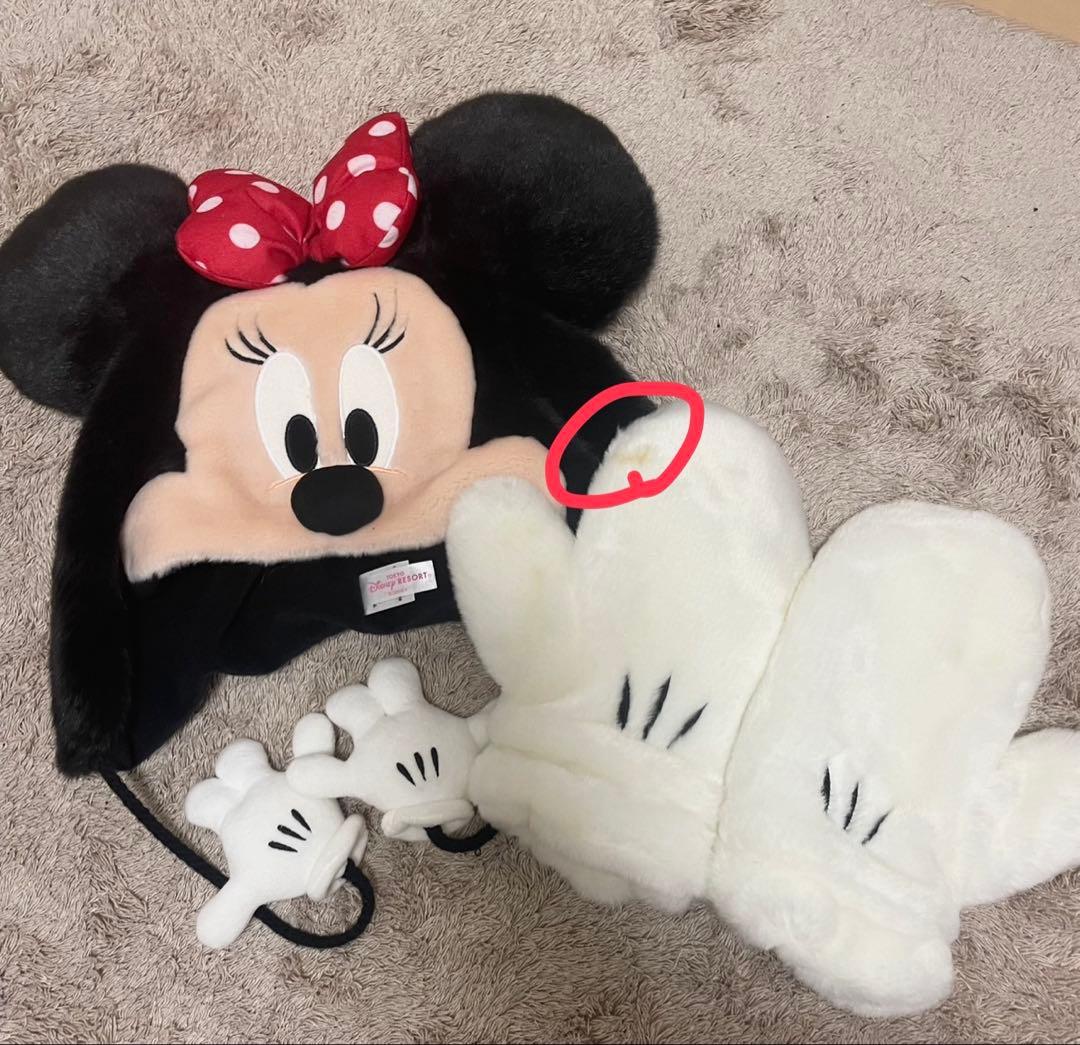 ミニーマウス 帽子とミッキー手袋セット