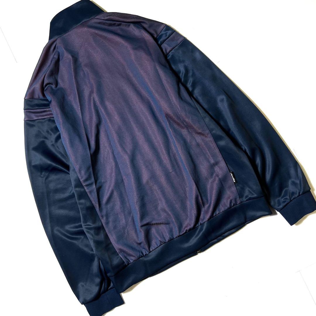 【美品】アディダス　スリーストライプ　トラックジャケット　ジャージ　ネイビー　O