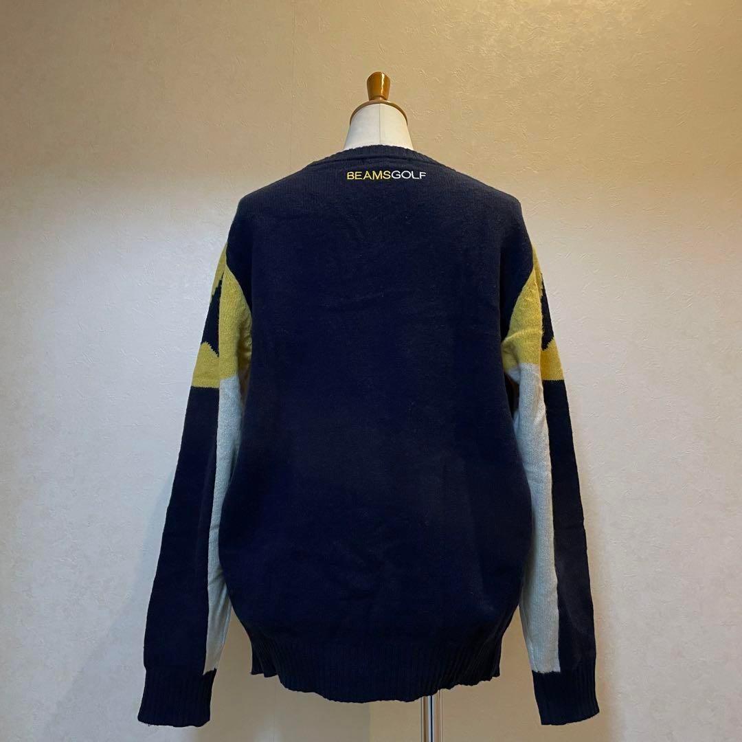 【美品】ビームスゴルフ BEAMS GOLF ニット セーター ネイビー系 M