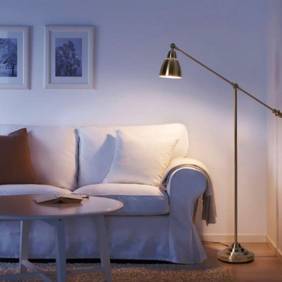 直接可 IKEA バロメーテル ゴールド フロアランプ スタンドライト 電球付き