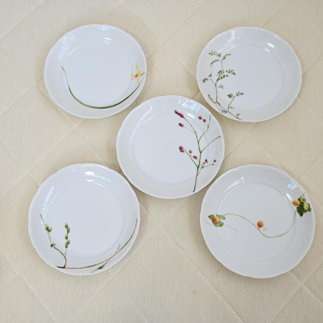 NARUMI ナルミ食器セット 植物模様 パーティーセット 大皿1 小皿5 箱付
