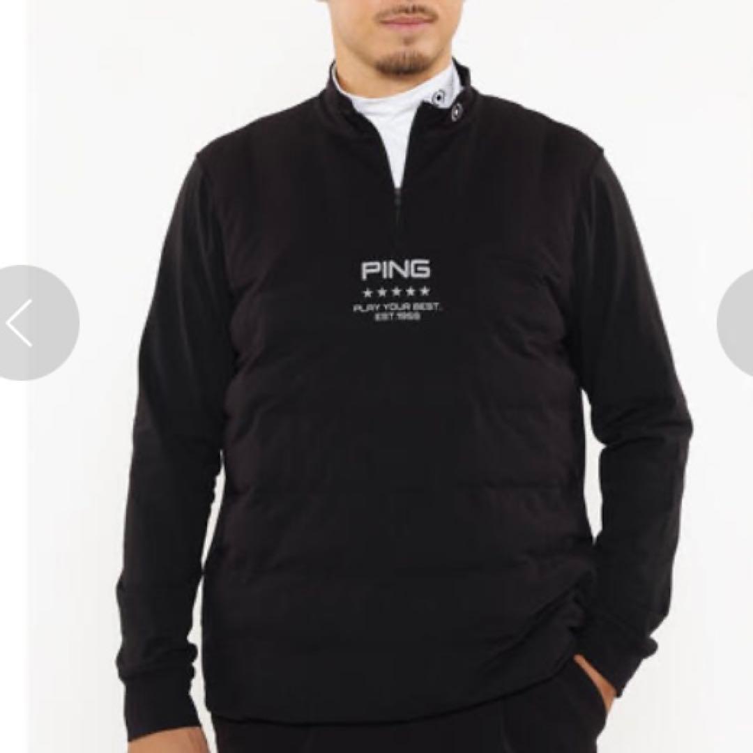 【新品】PING 2024年　キルティング ハーフジップシャツ　ブラック　LL