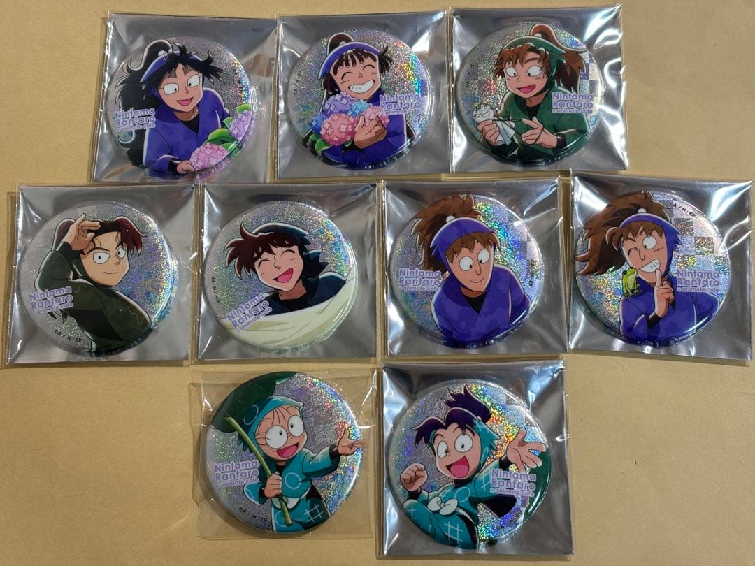 忍たま乱太郎 アニメイトカフェ 梅雨の日 グリッター缶バッジ 9点セット