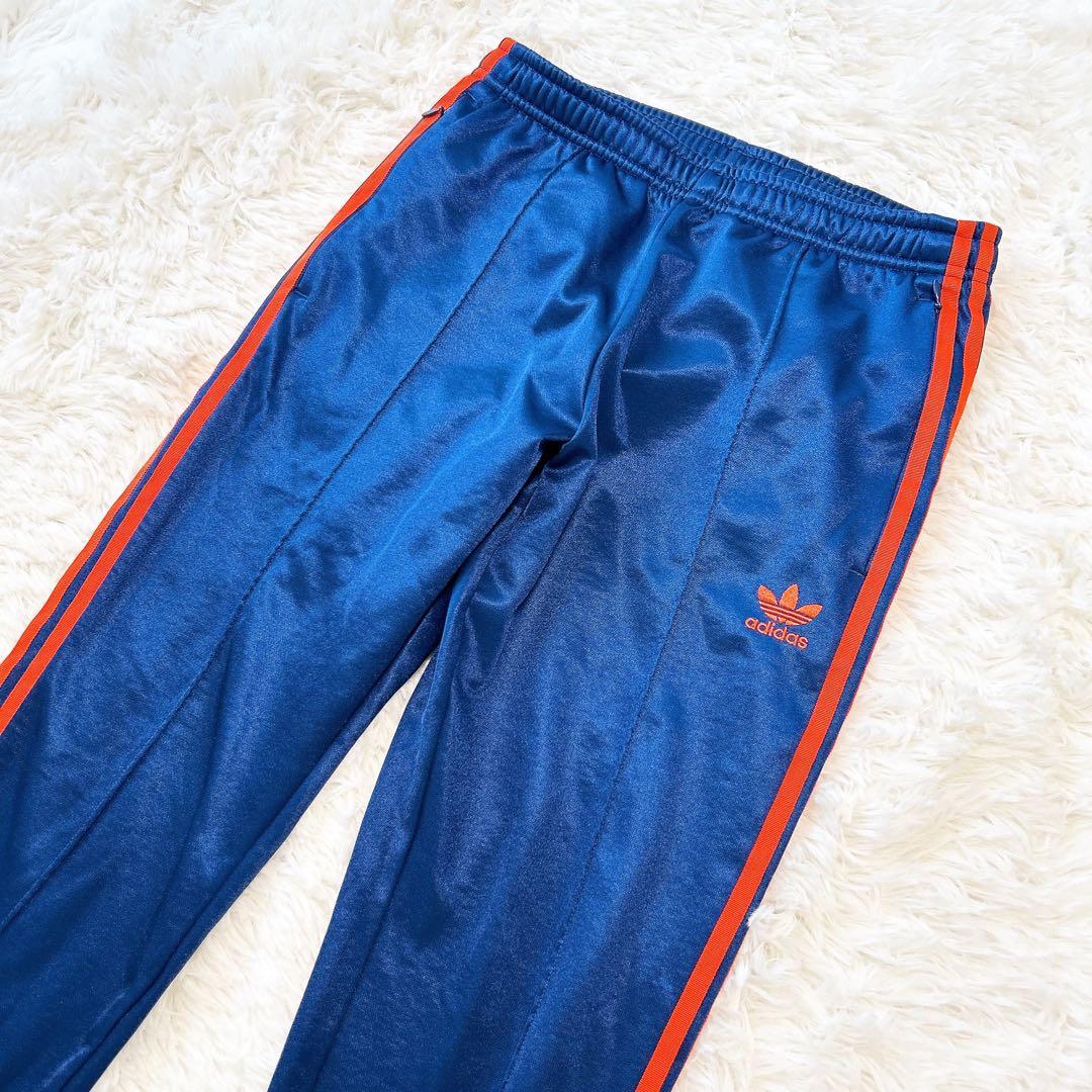 美品　adidas トラックパンツ アディダス ジャージ ネイビー オレンジ M