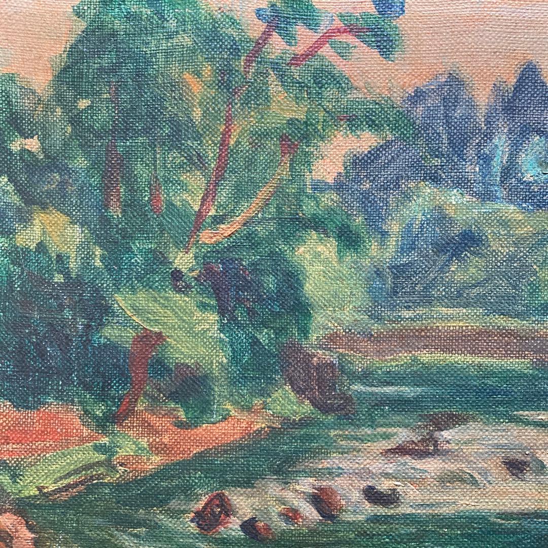 伝田崎広助　風景画　額￼33×40.7絵16×23cmサムホールサイズ