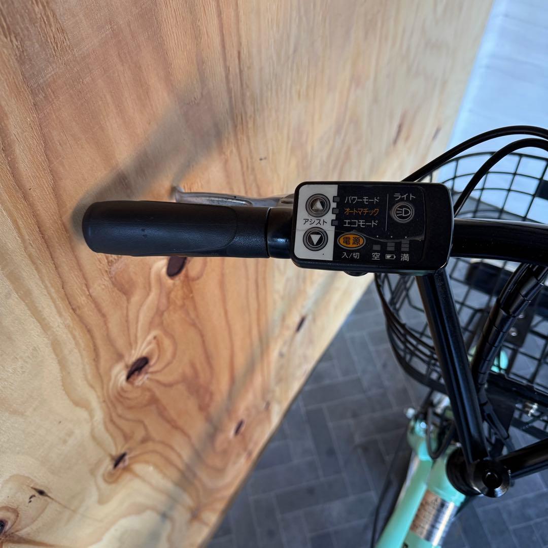 電動アシスト自転車 ミントグリーン 前バスケット付き