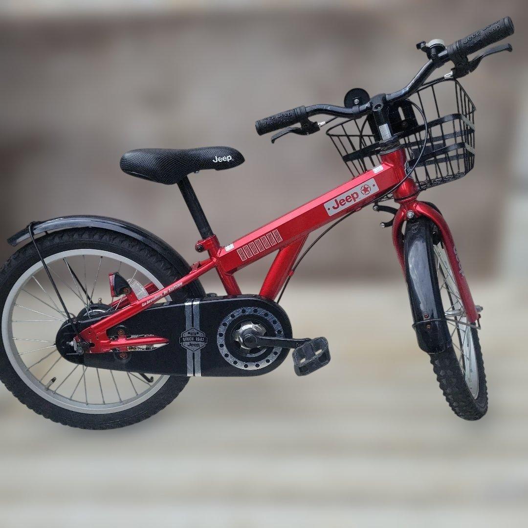 埼玉県新座市 ジープ子供用自転車 18インチ赤 幼児 子供 キッズ 補助凛 赤
