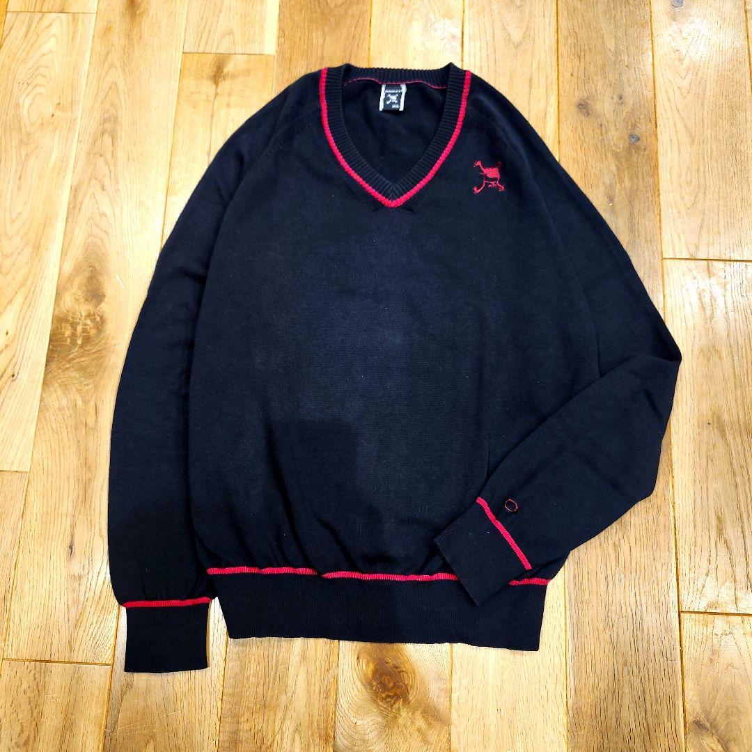 美品✨オークリー　ゴルフ　スカル刺繍　 ニットセーター　ブラック　XL