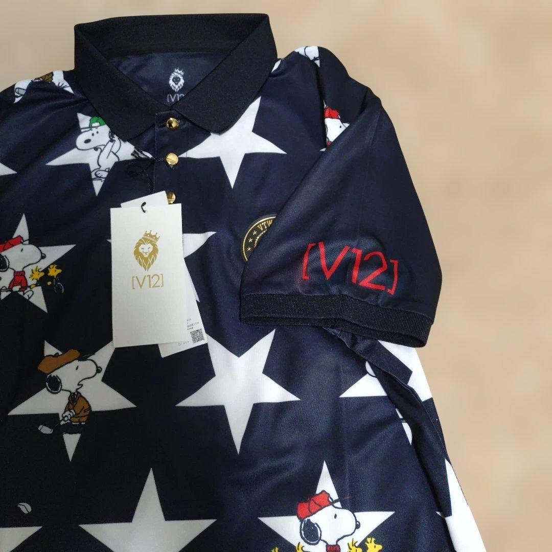 【タグ付】V12 × SNOOPY ゴルフウエア 半袖ポロシャツ メンズゴルフ