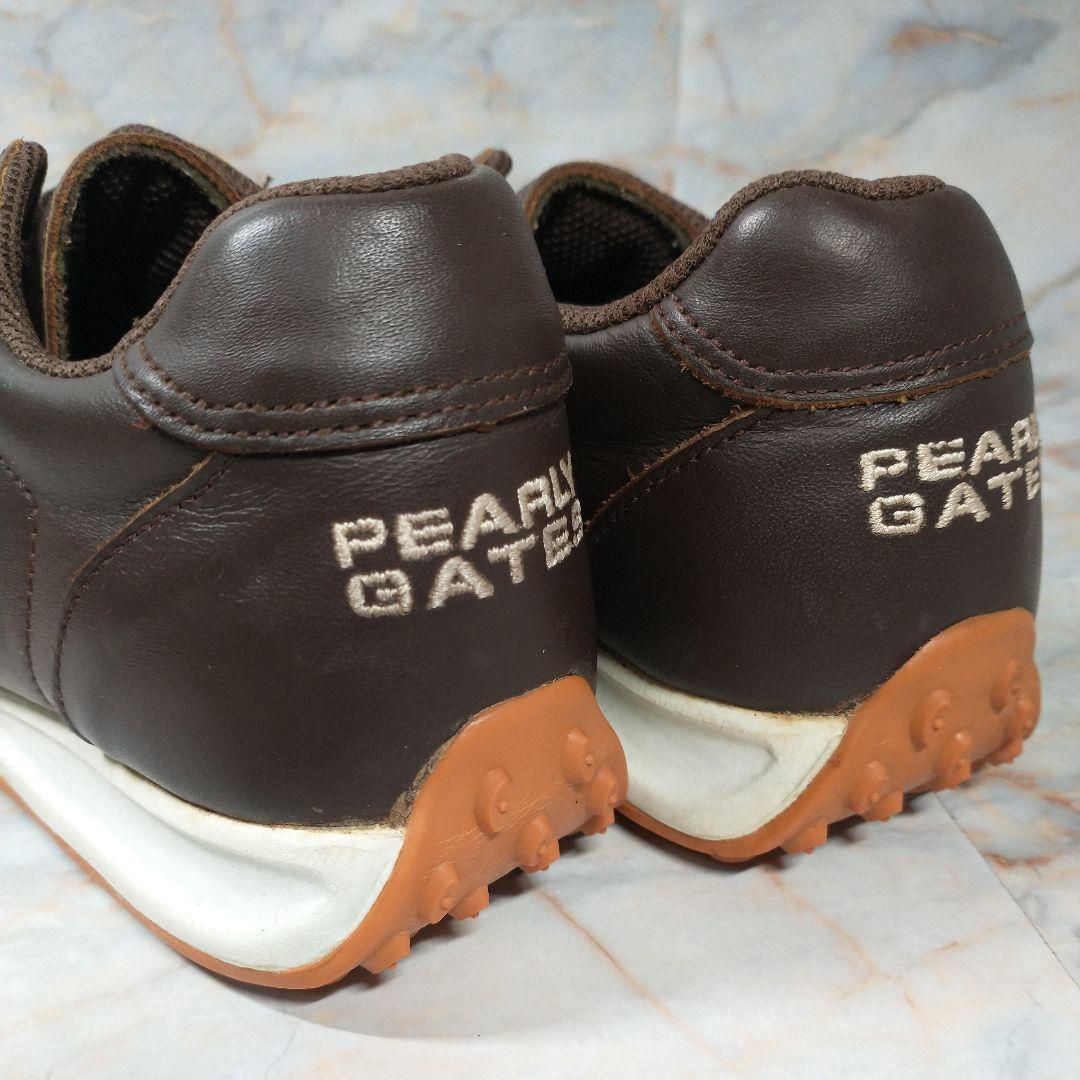 PEARLY GATES 本革 ゴルフシューズ 23 茶 スパイク