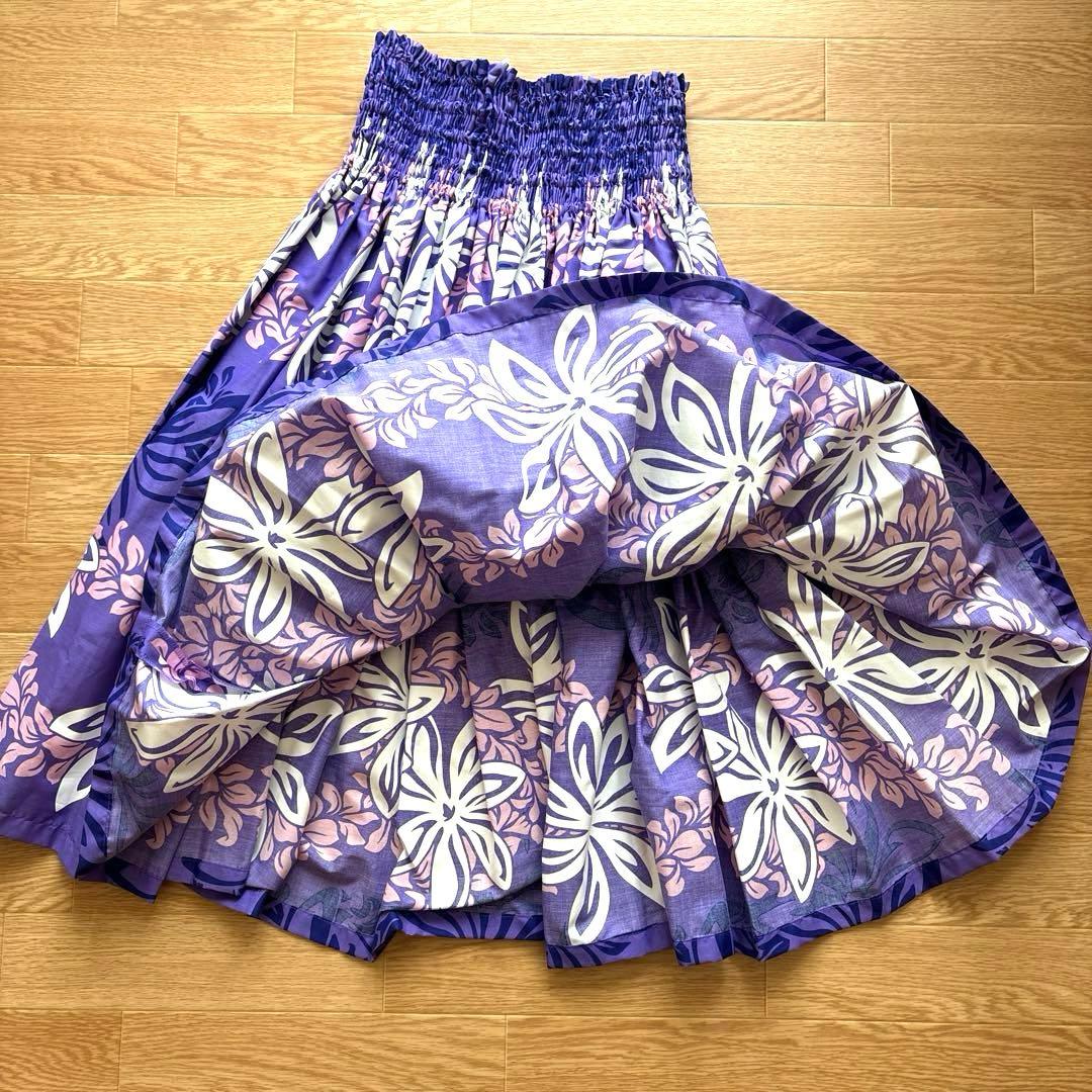 ハレクーアイレア美品・パウスカート・フラダンス・紫・収納ケース付き