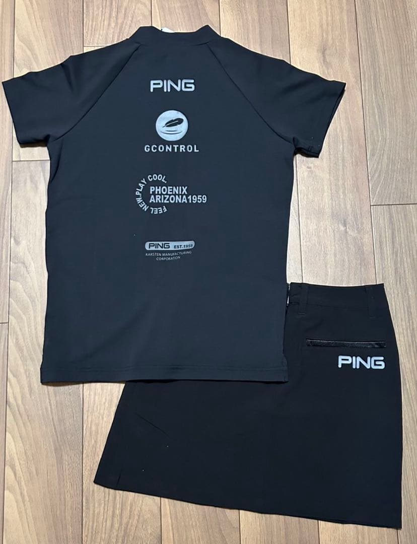 PING モックネック　半袖　スカート　セットアップ　サイズM ブラック　春夏
