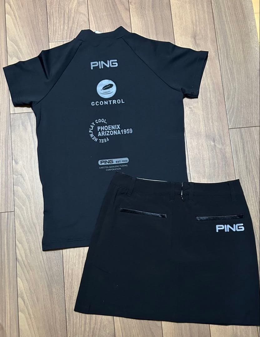 PING モックネック　半袖　スカート　セットアップ　サイズM ブラック　春夏