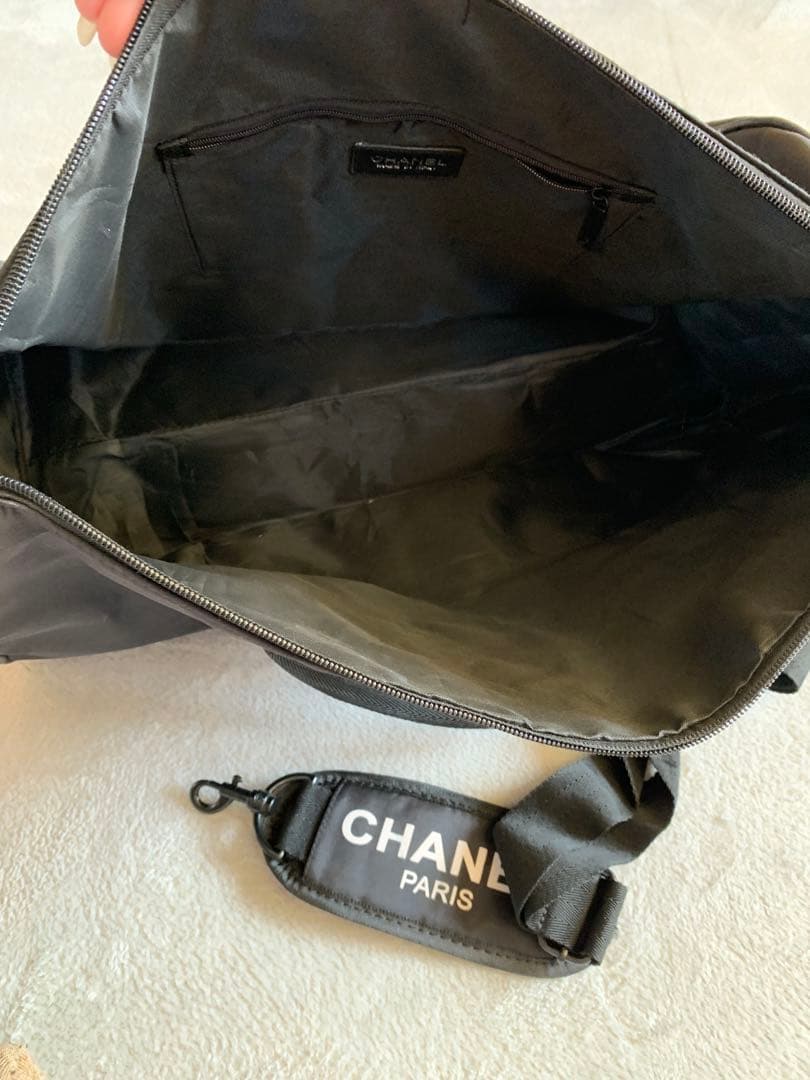 超特品CHANELボストンバッグ☆シャネルノベルティブラック黒ストラップ付きジム