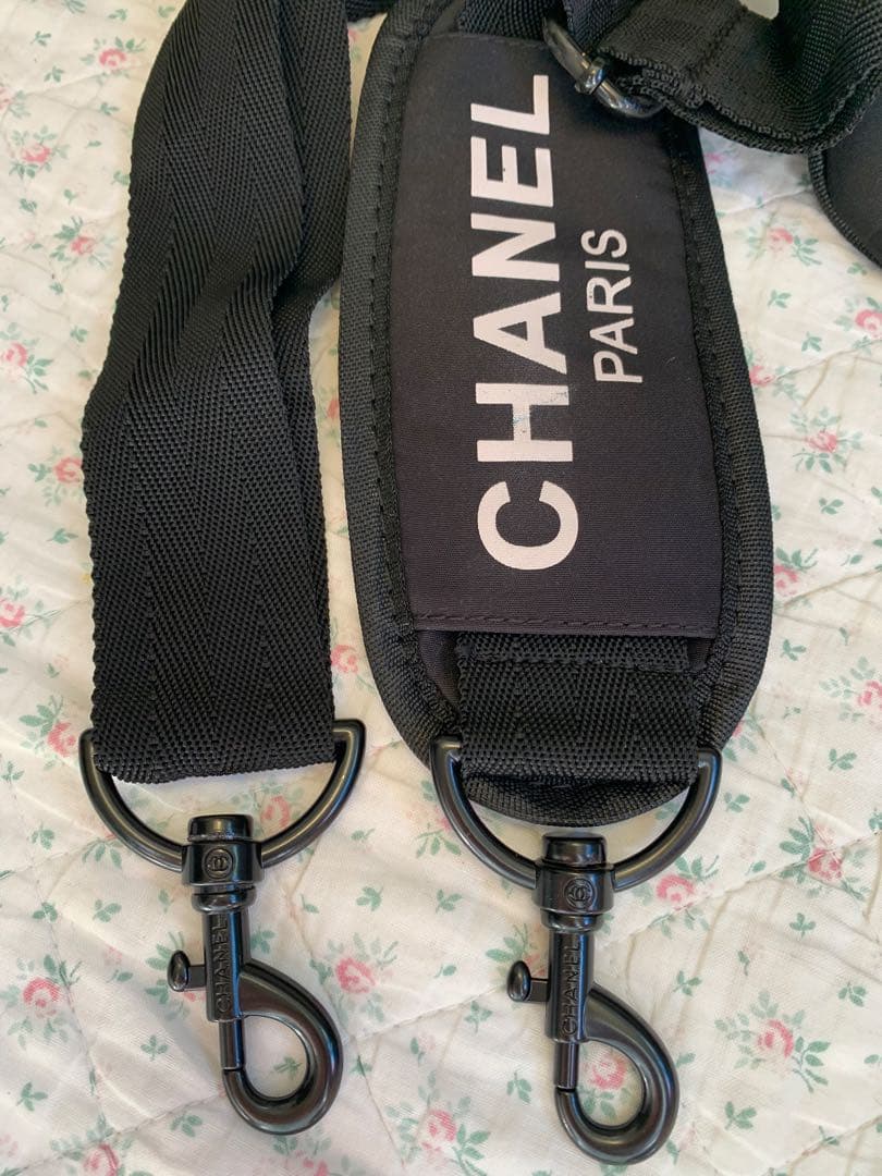 超特品CHANELボストンバッグ☆シャネルノベルティブラック黒ストラップ付きジム